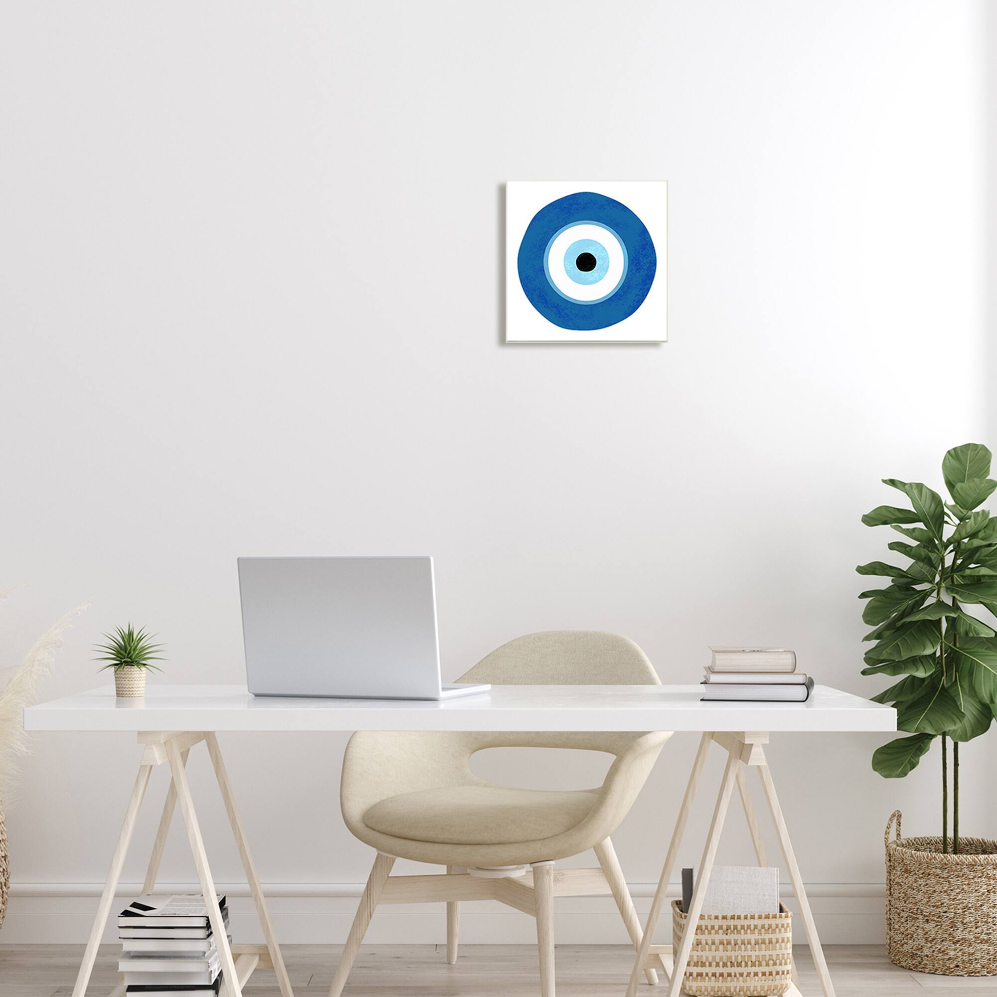 Stupell Industries Eye Centric Bold Blue Abstract Circular Dominant Shapes,12" x 12"